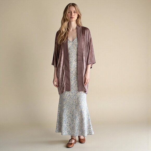 NWT Dress Forum Crushed Velvet Kimono Cardigan Sz L Pink Boho Whimsigoth Artsy - Picture 13 of 13